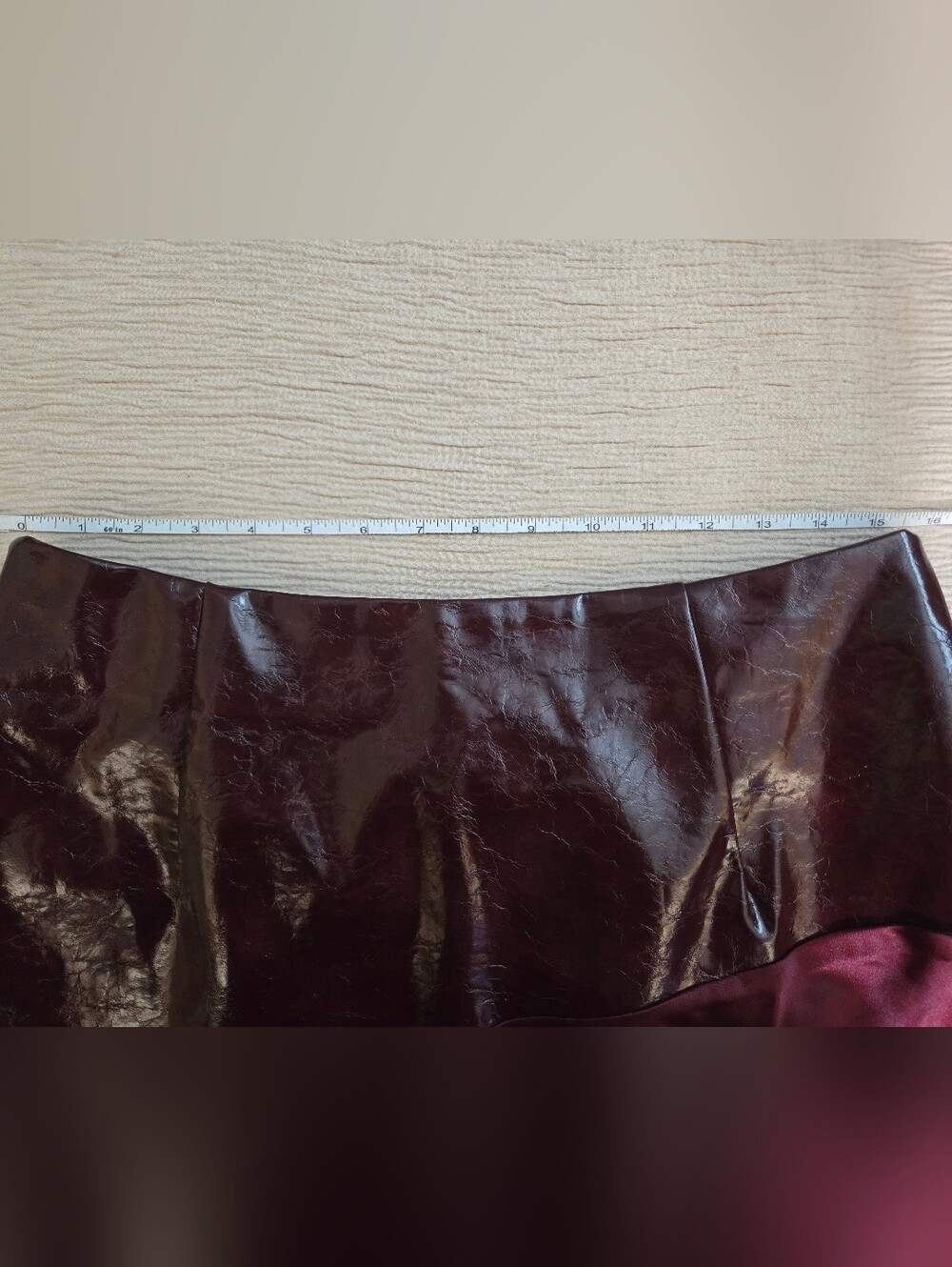 NWT Commense Faux Leather Panel Asymmetric Satin Maxi Skirt, Large - Picture 7 of 7